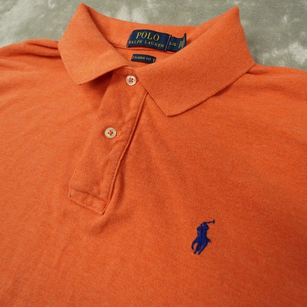 Polo Ralph Lauren Classic Fit Polo Shirt Men's Large Orange Preppy Retro